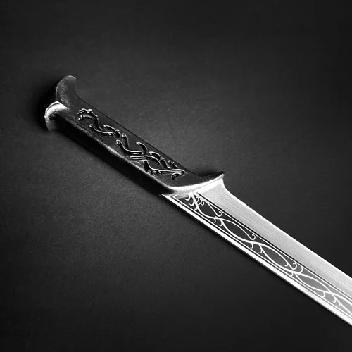 Vista 6 de Daga élfica medieval de fantasía de 11 pulgadas. Para colección, regalo o cosplay, personajes renacentistas A Fair (plata), plateado
