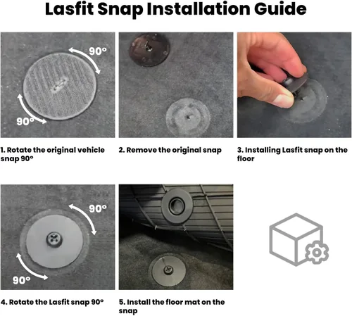 Vista 2 de LASFIT - Tapetes de suelo y maletero de auto, ajuste personalizado, de TPE, para todo tipo de clima, impermeable, juego completo, negros