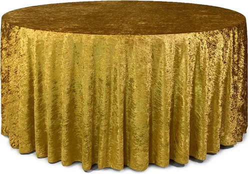 Vista 23 de YOUR CHAIR COVERS - Mantel redondo de terciopelo aplastado de 120 pulgadas para mesas redondas de 5 pies - Negro