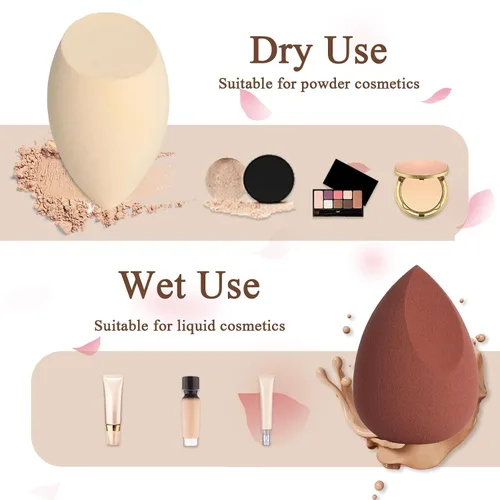 Vista 4 de COSTICA - Juego de esponjas de maquillaje, 8 esponjas de belleza para base, crema y polvo, esponja de belleza multicolor para maquillaje con 2 mini