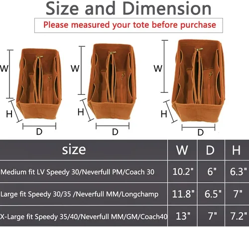 Vista 3 de Lmeison Organizador de bolso, bolsa en bolsa, organizador de tela de fieltro, 5 tamaños para Speedy Neverfull