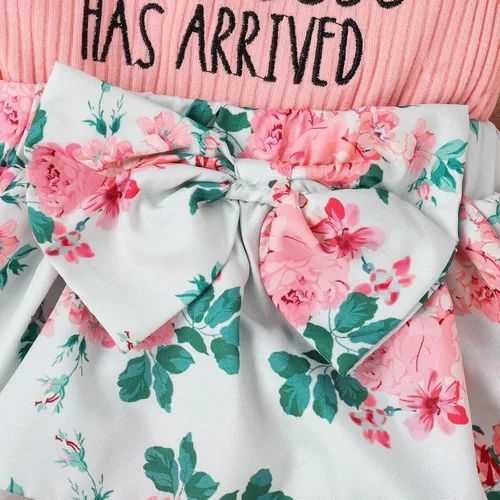 Vista 5 de Traje de verano para bebé recién nacido, ropa floral de manga corta con volantes, diadema