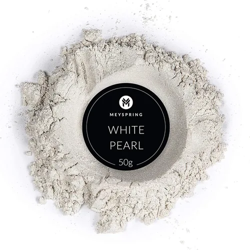 Vista 2 de MEYSPRING Polvo de Mica Perla Blanca - 50g - Pigmento de Resina Blanca para Arte - Polvo de Mica para Resina Epoxy - Tinte de Resina UV
