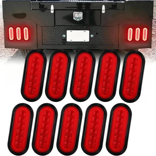 Vista 13 de 2 luces LED ámbar ovaladas para remolque, 6 pulgadas, luces LED ovaladas de parada, intermitentes, luces de freno de remolque lateral, lámpara de 2
