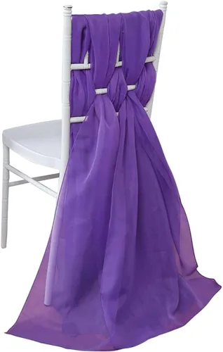 Vista 12 de Efavormart - Paquete de 5 bandas de gasa de alta calidad para silla, 22 x 78 pulgadas, amatista violeta, lazos para silla de diseño transparente