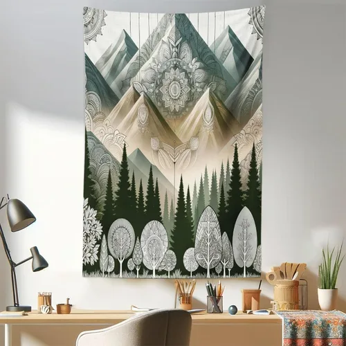 Vista 100 de Ambesonne Tapiz bohemio, diseño floral de bruja, luna y mariposa con adornos de mandala, decoración de tela para colgar en la pared para dormitorio