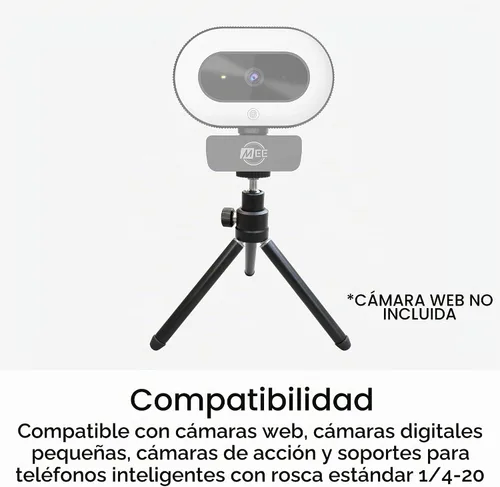 Vista 5 de MEE Audio Mini trípode ligero para cámaras web y cámaras pequeñas para videoconferencia; flexible, portátil, compacto, soporte de montaje de viaje