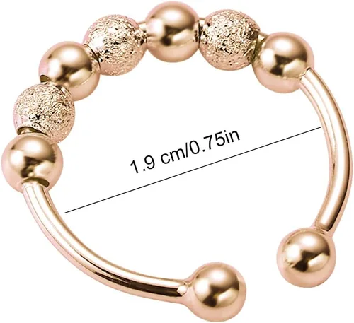 Vista 7 de Anillos de boda estéticos para mujeres, adolescentes, niñas, 3 piezas y cuentas en espiral, giro de una sola vuelta, anti estrés, anillos apilables