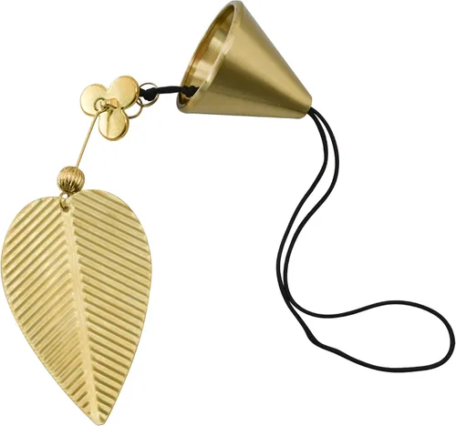 Vista 2 de Campana colgante de hoja dorada para buena suerte, campanilla de viento colgante, decoración del hogar, campana china de Feng Shui (forma de cono)