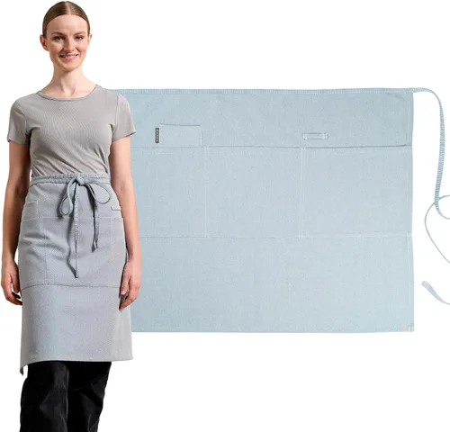 Vista 16 de MEEMA Bistro Medio Delantal para Hombre y Mujer Medio Delantal para Mujer con Bolsillos Delantales Para Meseros Delantales de camarera