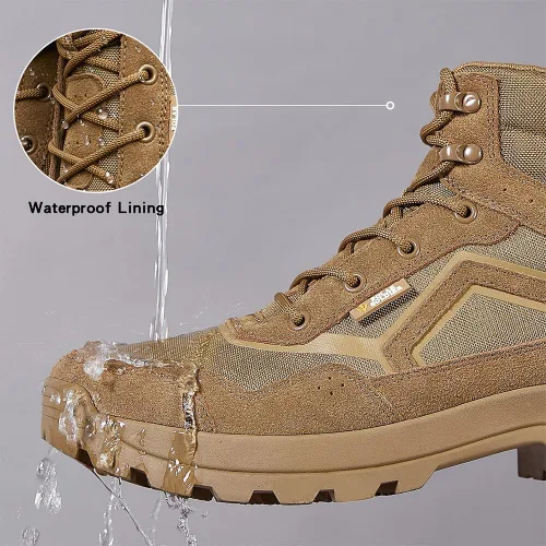 Vista 2 de Men's Tactical Combat Boots Lightweight Military Boots Durable Suede Work Boots Hiking Outdoor Boots