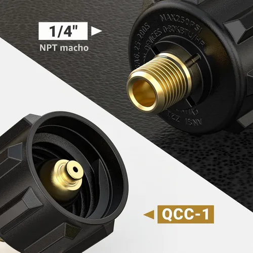 Vista 3 de onlyfire Adaptador de latón POL a Acme QCC1 para tanque de propano de 20 a