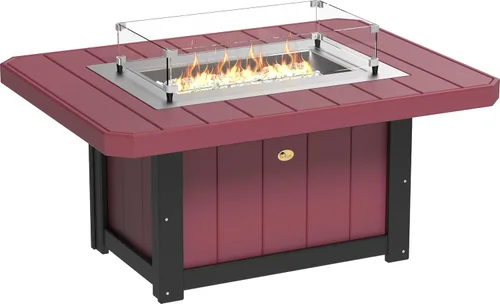 Vista 10 de LuxCraft Mesa rectangular de gas propano de 51 pulgadas para patio al aire libre con protector contra el viento de vidrio templado y cubierta