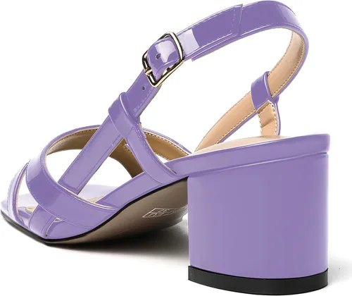 Vista 7 de WAYDERNS Correa ajustable para mujer, puntera cuadrada, correa de tobillo con bloque para citas, hebilla casual, puntera abierta, charol cruzado