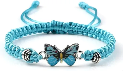 Vista 7 de Pulsera de mariposa para mujeres, adolescentes y niñas, delicada y bonita, pulsera trenzada de mariposa, ajustable, regalo para mejores amigas