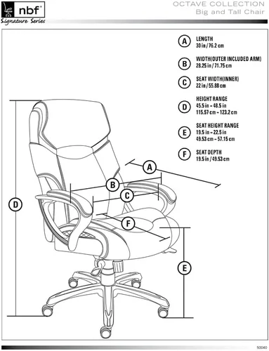 Vista 5 de NBF - Silla grande y alta, asiento de respaldo alto con espuma viscoelástica transpirable, color gris