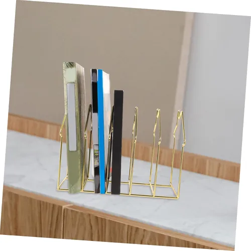 Vista 4 de DOITOOL 1pc Iron Desktop File Organizer Rack Sections Stylish Storage for Documents Books Magazines Unique House Design for Home Office Organization