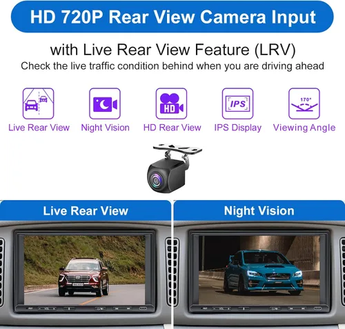 Vista 6 de Radio Estéreo de Coche Doble DIN, CarPlay Inalámbrico Android Auto Inalámbrico, Receptor de Audio de Coche con Pantalla Táctil de 7 Pulgadas