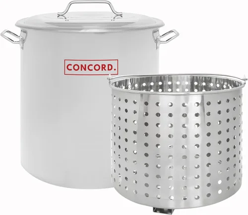 Vista 10 de CONCORD Olla de acero inoxidable con cesta de vapor. Utensilios de cocina ideales para hervir y cocinar al vapor (24 cuartos de galón)
