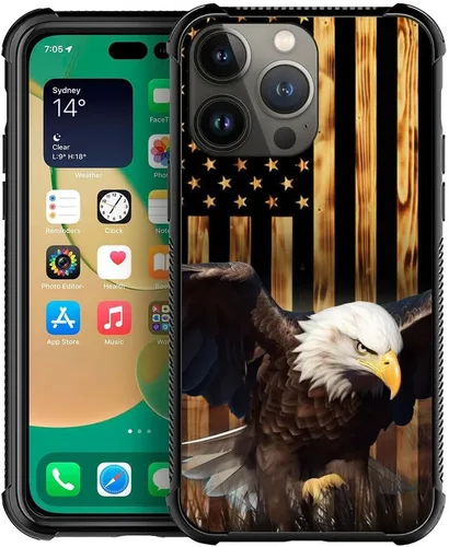 Vista 43 de Funda compatible con iPhone 8, a prueba de golpes, antiarañazos, bandera de ciervos de cola blanca de grano de madera estadounidense