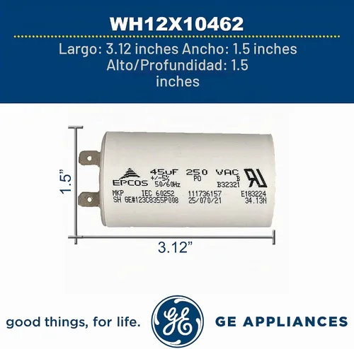 Vista 3 de GE WH12X10462 Condensador original OEM para lavadoras GE
