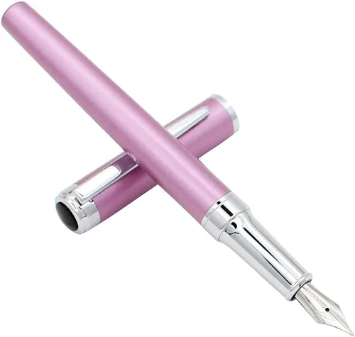 Vista 6 de Pluma estilográfica de acero inoxidable, pluma estilográfica de punta fina, pluma de negocios, pluma estilográfica de luz, para regalo, escuela