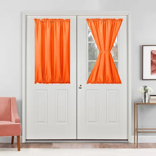 Vista 13 de Cortinas para puerta francesa, color aguamarina, 24 pulgadas de ancho x 40 pulgadas de largo, 1 panel Bolsillo para barra, semitransparente