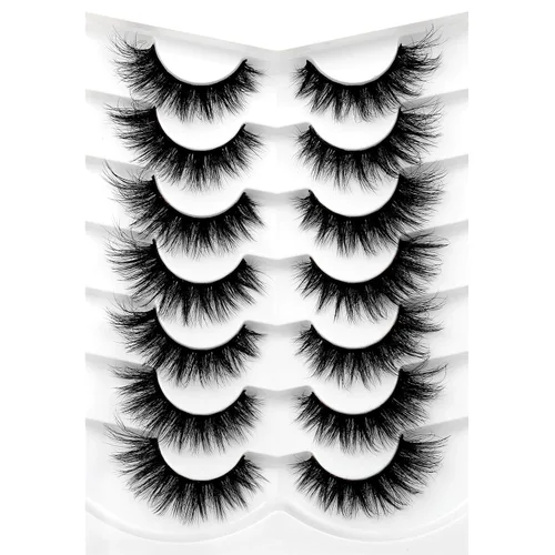 Vista 83 de Pooplunch - Pestañas postizas estilo ojo de gato, extensión de volumen 8D natural, finas, cortas, de visón sintético, tiras de pestañas postizas