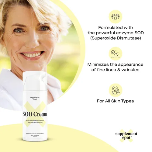 Vista 3 de Superoxide Dismutasa (SOD) Crema antienvejecimiento – Hidratante facial para líneas finas y arrugas, piel suave y firme, brillo juvenil, cuidado
