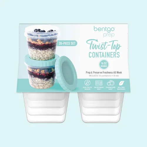 Vista 7 de Bentgo Prep - 20 piezas de 16 fl oz Recipientes de plástico para deli con tapas a prueba de fugas, almacenamiento de alimentos para preparación
