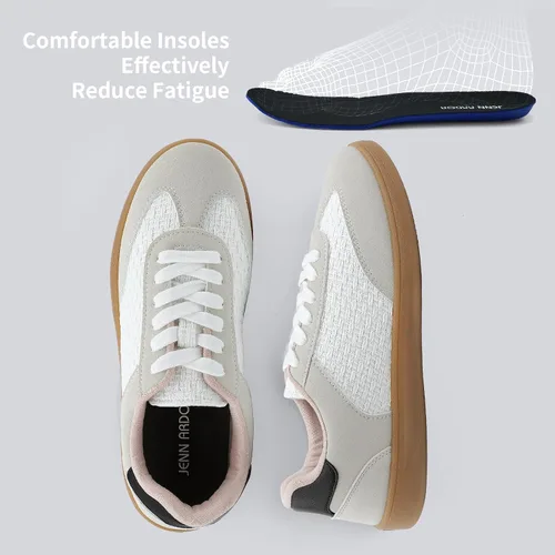 Vista 5 de JENN ARDOR Tenis de moda para mujer: tenis de goma antideslizante para caminar, parte superior de piel sintética transpirable y gamuza, plantilla