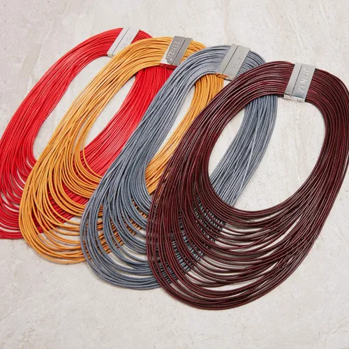 Vista 7 de ZENZII Collar con pechera de múltiples hebras con cierre magnético para mujer