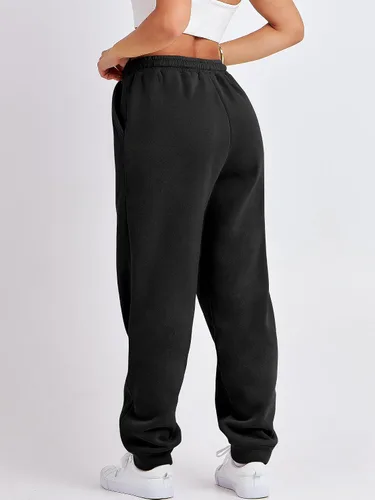 Vista 5 de ANRABESS Pantalones deportivos holgados de forro polar de cintura alta para mujer, pantalones deportivos Y2K para adolescentes y niñas