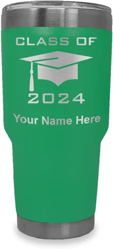 Vista 7 de LaserGram Vaso aislado al vacío de 20 onzas, grado de tapa clase de 2024, 2025, 2026, 2027, 2028, grabado personalizado incluido (negro)