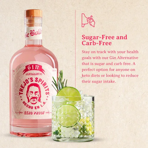 Vista 3 de Trejo's Spirits Alternativa a la Ginebra Rosa Sin Alcohol Sin Alcohol, Sin Gluten y Azúcar, A Base de Plantas, Apta para Keto 20 Calorías por