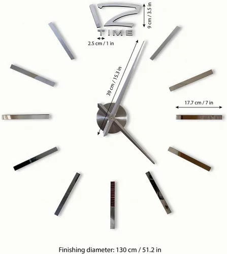 Vista 5 de WALPLUS Reloj de pared grande de plata DIY diseño creativo moderno 3D reloj de pared para decoración de oficina en casa regalo