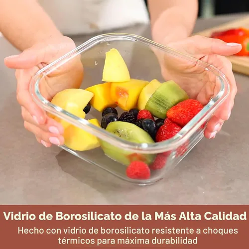 Vista 8 de Razab 2 recipientes de vidrio de almacenamiento de alimentos de 41 onzas con tapas, herméticos y a prueba de fugas, aptos para microondas