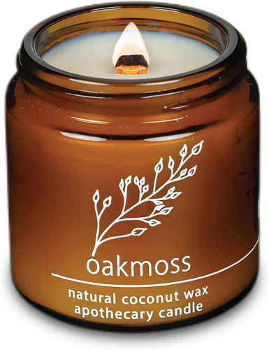 Vista 77 de Vela de mecha de madera agrietada Hemlock Park hecha a mano con cera de coco natural (grande de 16 oz, ámbar) Coconut Apricot Wax Crackling Wood