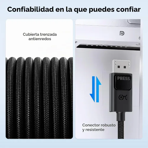 Vista 6 de Cable Matters Cable USB C a DisplayPort 2.1 unidireccional de 54 Gbps – 3 pies / 3.0 ft, soporta DP54, 8K @165Hz / 4K a 480Hz