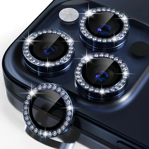 Vista 9 de Misea Compatible con iPhone 16 Pro/iPhone 16 Pro Max, protector de lente de cámara de vidrio templado Ultra-HD, protector de pantalla de anillo Negro