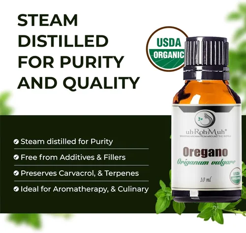 Vista 3 de Aceite esencial de orégano orgánico – 100% puro destilado al vapor Origanum vulgare de España Aceite de aromaterapia natural para difusor, piel