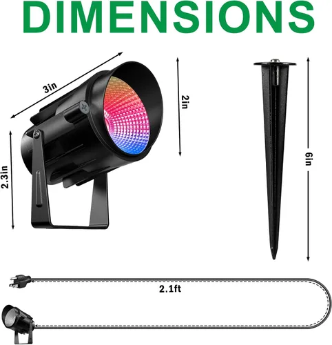 Vista 8 de Focos RGB para exteriores, foco RGB de 12 W, luces de paisaje que cambian de color para patio, jardín, camino, 120 V, impermeable, iluminación
