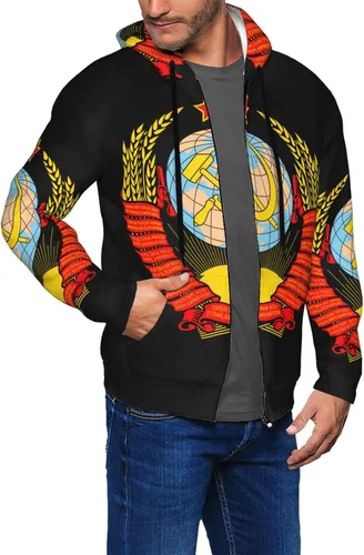 Vista 6 de Escudo de armas de la Unión Soviética Sudaderas hombres mujer sudadera con cremallera completa Sudadera con capucha