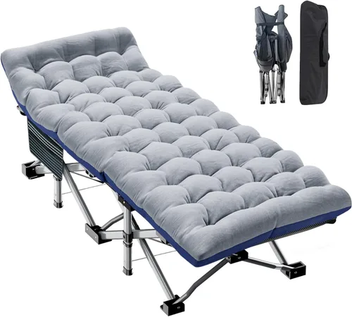 Vista 16 de ABORON Catres de camping para adultos, 28 pulgadas extra anchas para dormir Todo negro