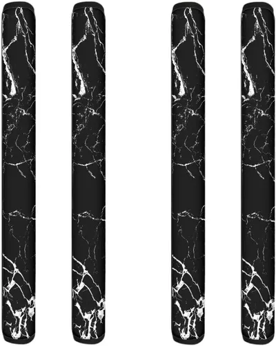 Vista 33 de Coldinair Fundas protectoras antideslizantes para manijas de puerta de refrigerador con estampado de mármol aguamarina, asas de decoración