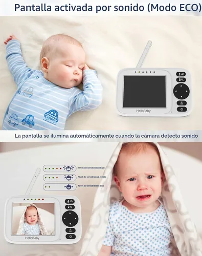Vista 5 de HelloBaby Monitor sin WiFi Video Baby Monitor con cámara y audio - Pantalla de 3.2 pulgadas, conversación de 2 vías, visión nocturna, 8 canciones