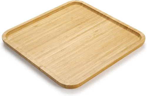 Vista 13 de Bandeja de servir de bambú, bandeja redonda de madera, bandeja de servir de madera, fruta, pan, plato de ensalada, tabla de servir charcutería, 9.8