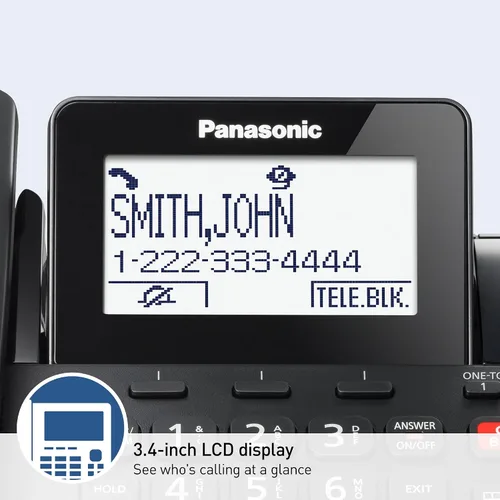 Vista 6 de Panasonic Teléfono con cable/inalámbrico con contestador, bloque de llamadas avanzado y grabación de 2 vías, 2 teléfonos ampliables hasta 6