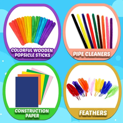 Vista 3 de Goody King Suministros de artes y manualidades para niños – Kit de tarros de suministros de arte para estudiantes de 4 5 6 7 8 9 10 años – Juego