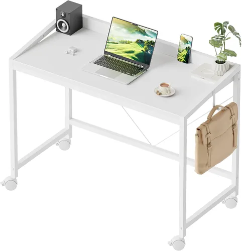 Vista 61 de Mericonia Escritorio de computador, escritorio de juegos para espacios pequeños, mesa moderna de estilo simple para oficina en casa, mesa de estudio